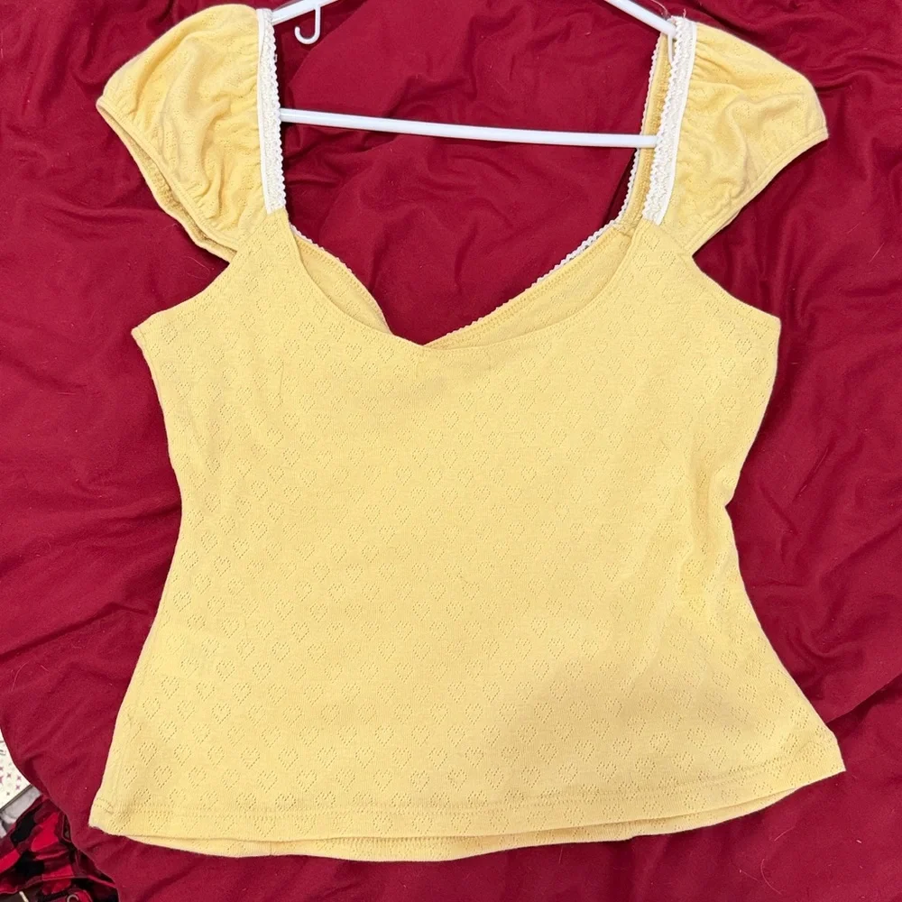 Persaya Yellow Heart Print Blouse – Size M (NWOT) 💛 - Picture 3 of 4